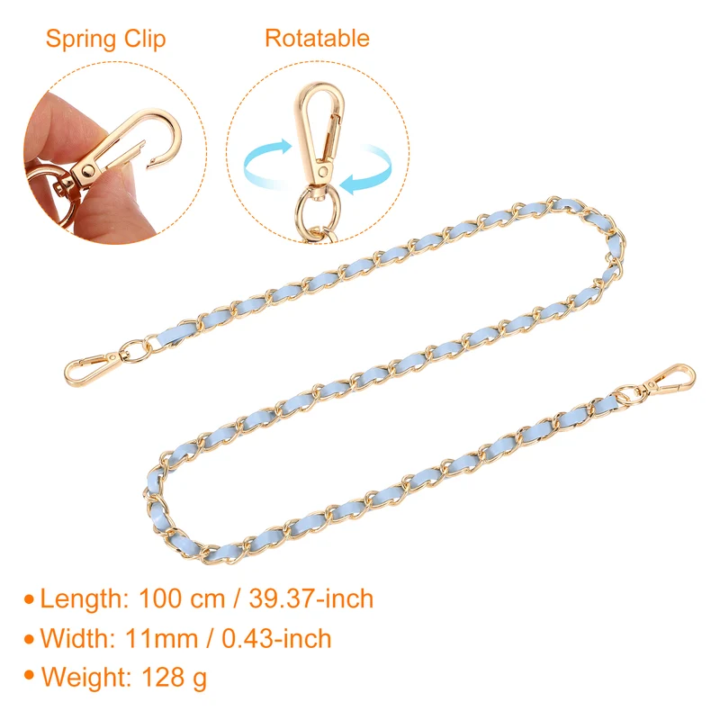 39" Purse Strap with Buckle for Shoulder and Cross Body(Sky Blue+Gold)