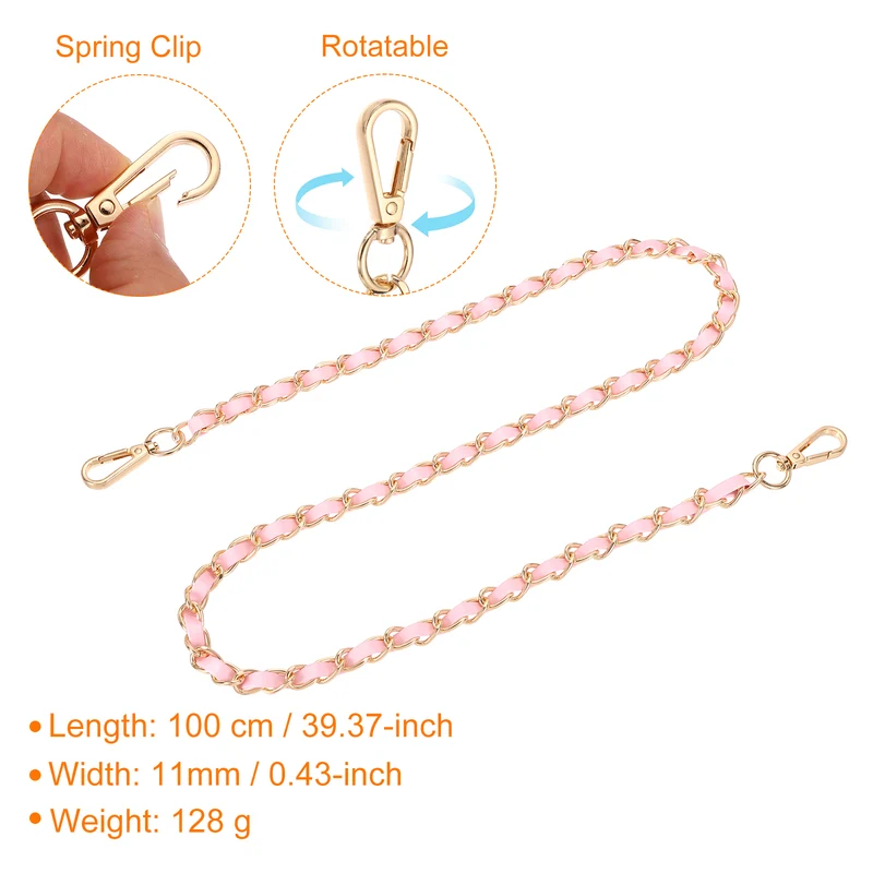 39" Purse Strap with Buckle for Shoulder and Cross Body(Pink+Gold)
