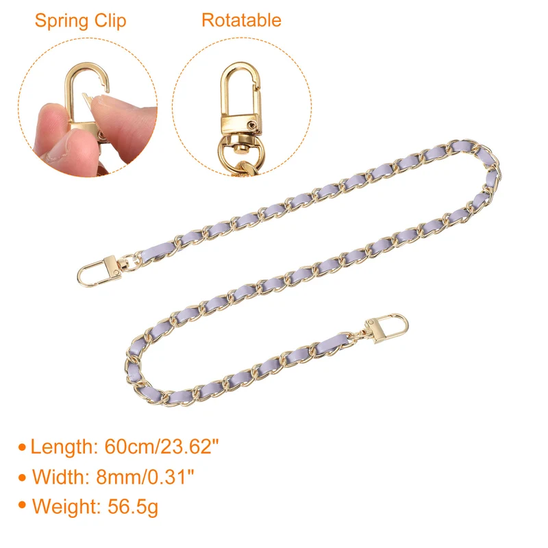 24" Purse Chain Strap with Buckles for Shoulder (Purple + Gold)