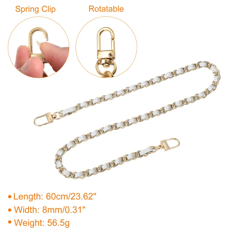 24" Purse Chain Strap with Buckles for Shoulder (Silver + Gold)