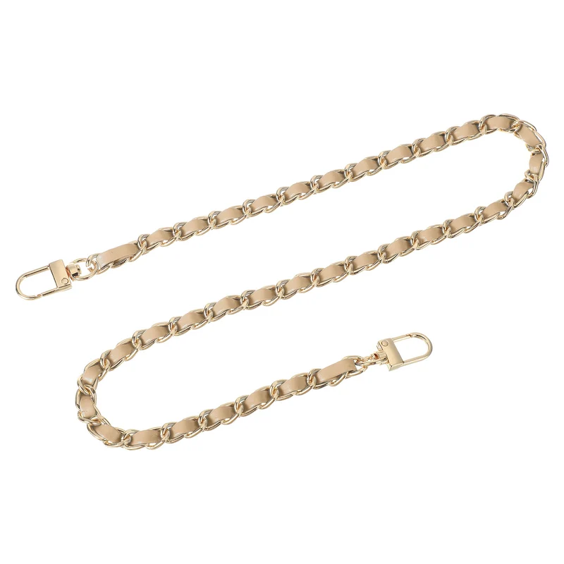 24" Purse Chain Strap with Buckles for Shoulder (Khaki + Gold)