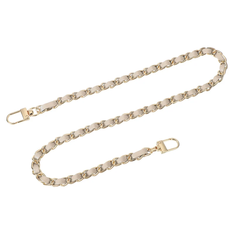 24" Purse Chain Strap with Buckles for Shoulder (Beige + Gold)