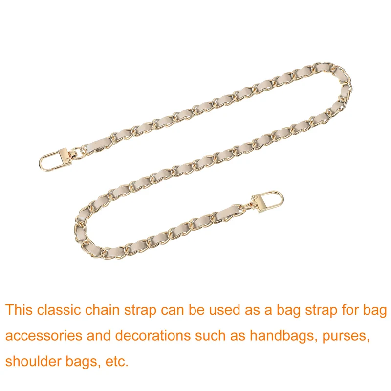 24" Purse Chain Strap with Buckles for Shoulder (Beige + Gold)