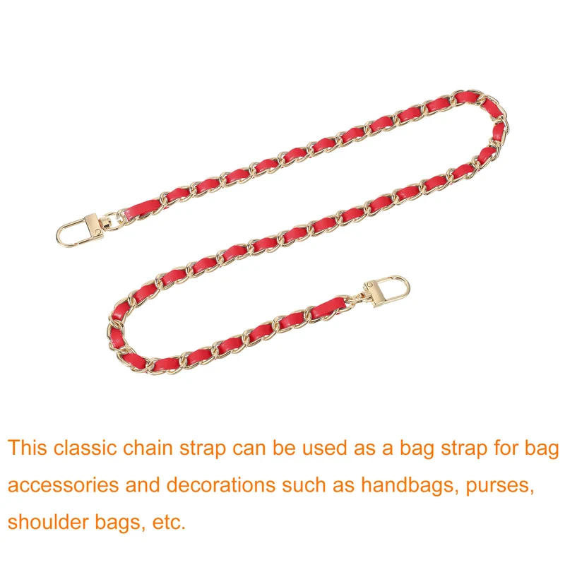 24" Purse Chain Strap with Buckles for Shoulder (Red + Gold)