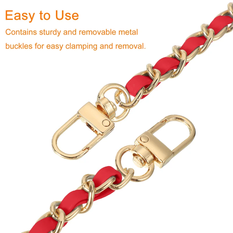 24" Purse Chain Strap with Buckles for Shoulder (Red + Gold)