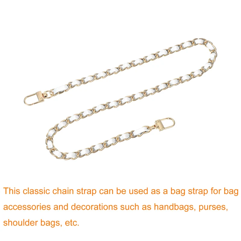 24" Purse Chain Strap with Buckles for Shoulder (White + Gold)