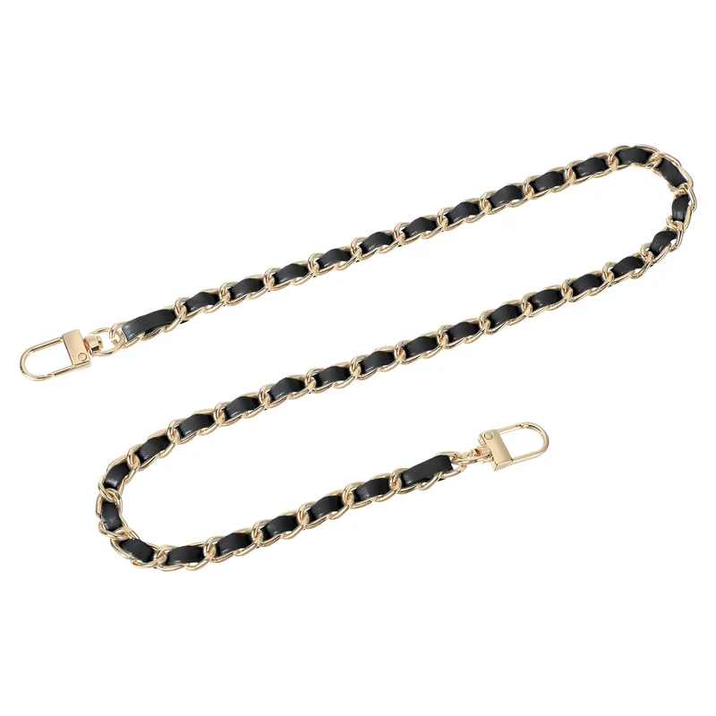 24" Purse Chain Strap with Buckles for Shoulder Black Gold