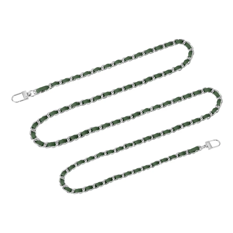 55" Purse Chain Strap with Buckles for Shoulder and Cross Body (Green + Silver)