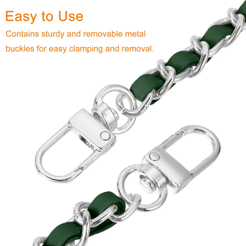 55" Purse Chain Strap with Buckles for Shoulder and Cross Body (Green + Silver)