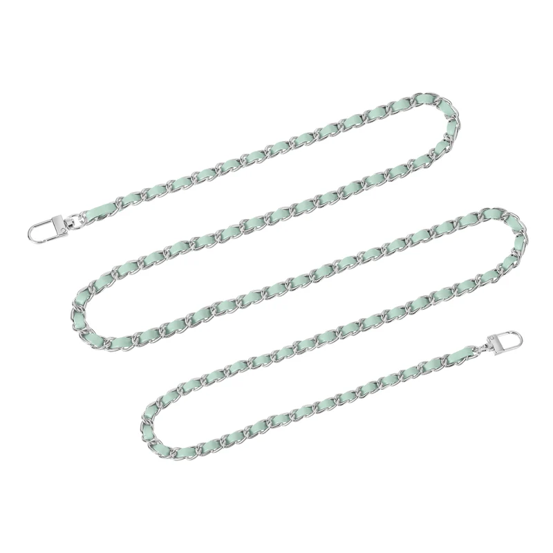 55" Purse Chain Strap with Buckles for Shoulder, Cross Body(Light Green, Silver)