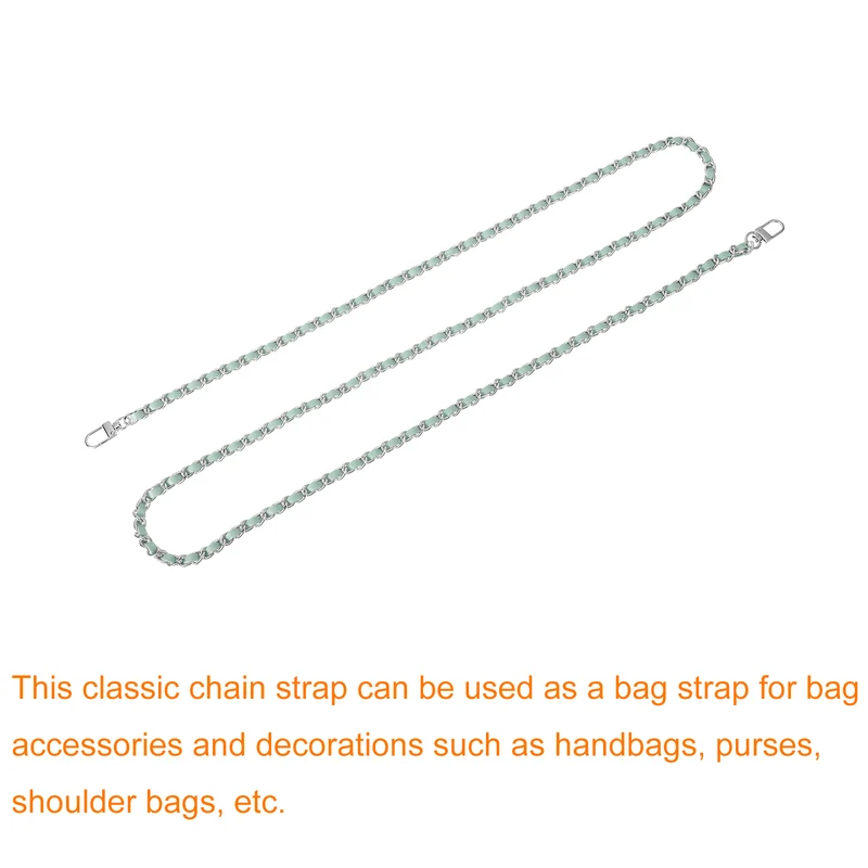 55" Purse Chain Strap with Buckles for Shoulder, Cross Body(Light Green, Silver)