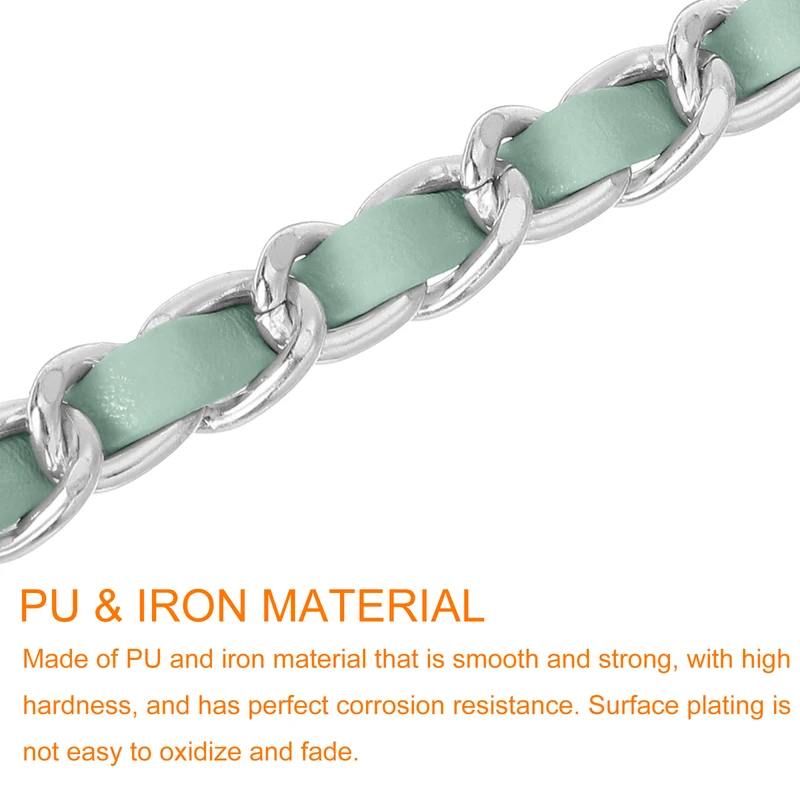 55" Purse Chain Strap with Buckles for Shoulder, Cross Body(Light Green, Silver)