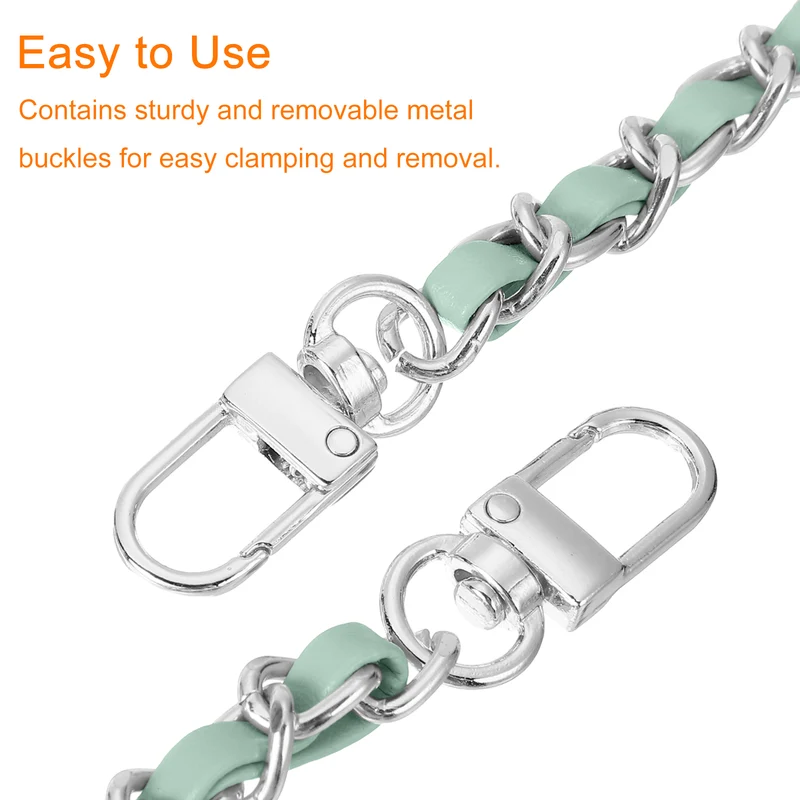55" Purse Chain Strap with Buckles for Shoulder, Cross Body(Light Green, Silver)