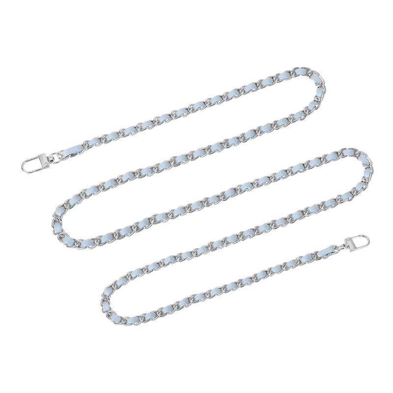 55" Purse Chain Strap with Buckles for Shoulder, Cross Body (Sky Blue + Silver)