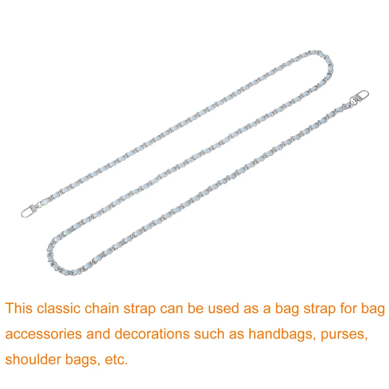 55" Purse Chain Strap with Buckles for Shoulder, Cross Body (Sky Blue + Silver)