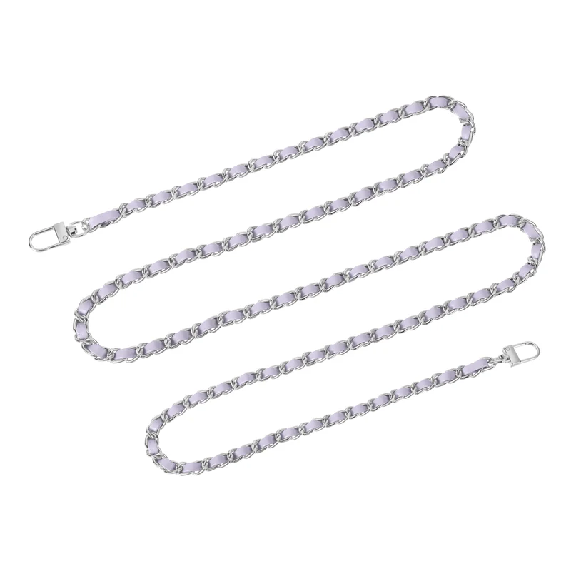 55" Purse Chain Strap with Buckles for Shoulder and Cross Body (Purple + Silver)