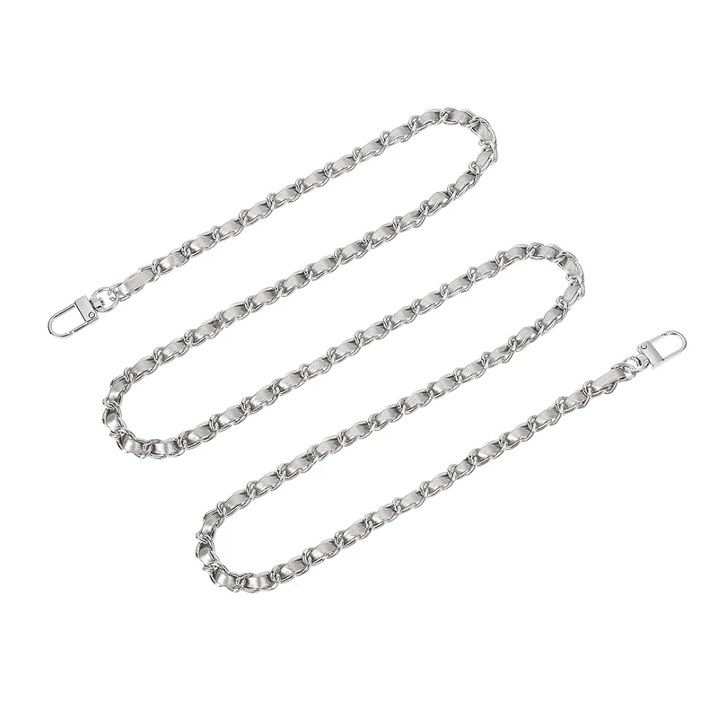 55" Purse Chain Strap with Buckles for Shoulder and Cross Body (Silver + Silver)