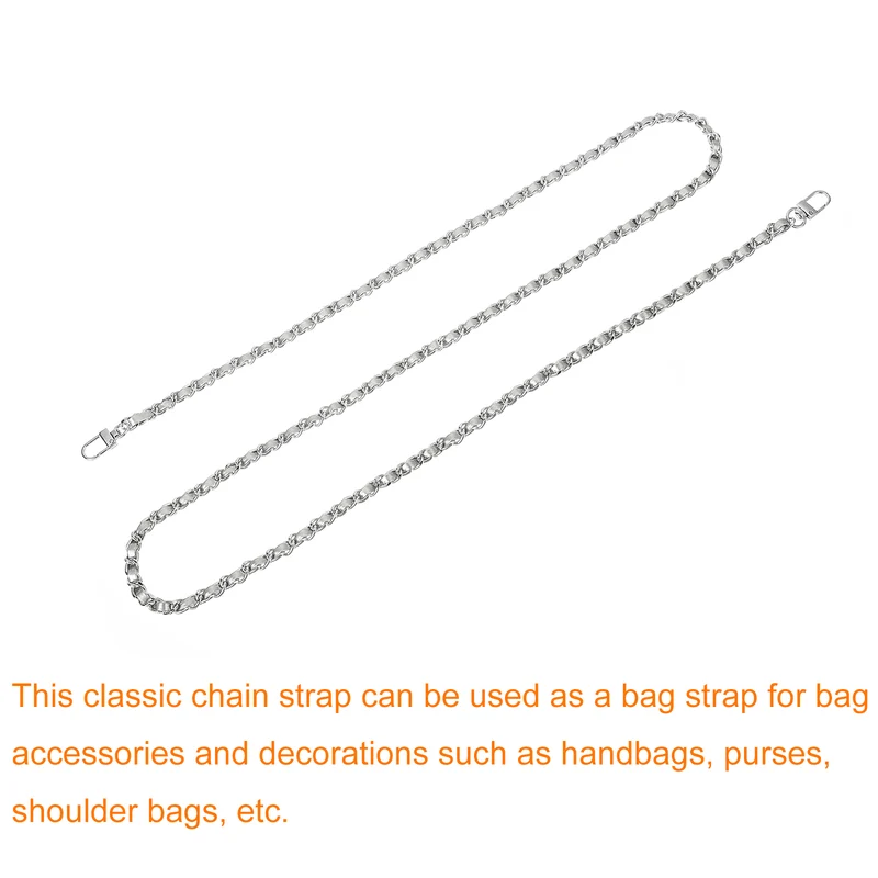 55" Purse Chain Strap with Buckles for Shoulder and Cross Body (Silver + Silver)