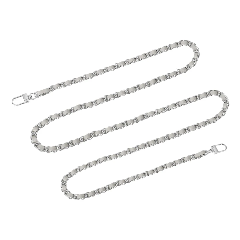 55" Purse Chain Strap with Buckles for Shoulder and Cross Body (Gray + Silver)