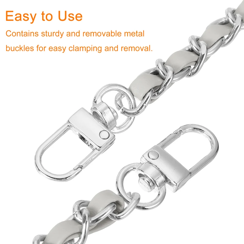 55" Purse Chain Strap with Buckles for Shoulder and Cross Body (Gray + Silver)