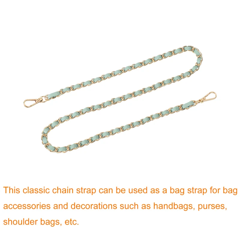 Purse Strap, 32" Leather for Shoulder Strap (Light Green, Gold)