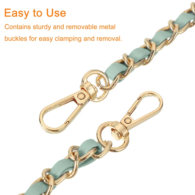 Purse Strap, 32" Leather for Shoulder Strap (Light Green, Gold)