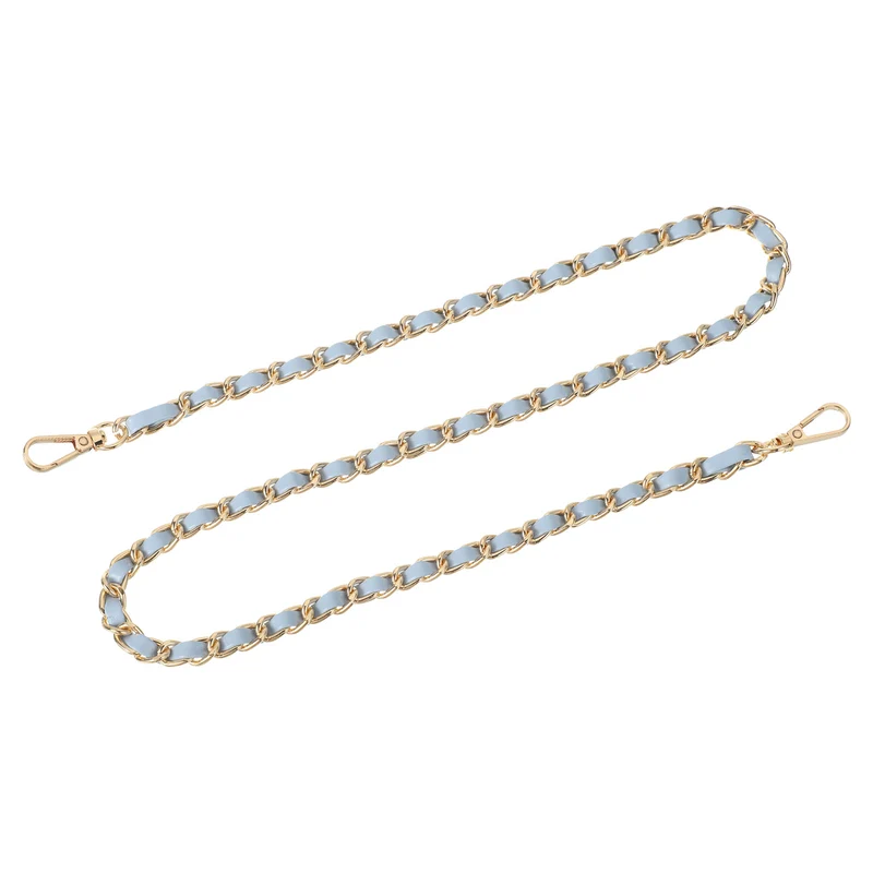Purse Strap, 32" Leather for Shoulder Strap (Sky Blue, Gold)