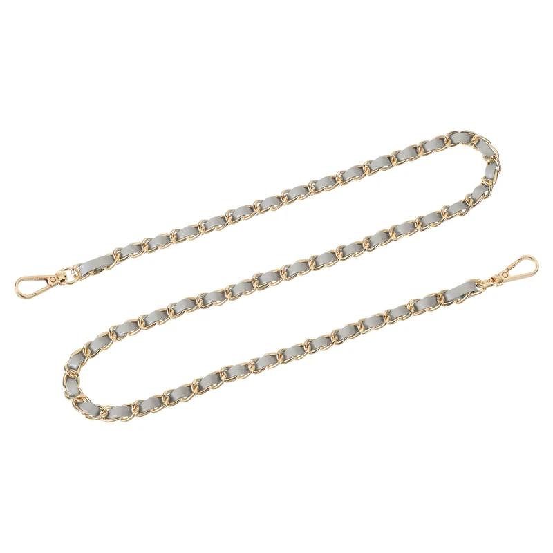Purse Strap, 32" Leather for Shoulder Strap (Gray, Gold)