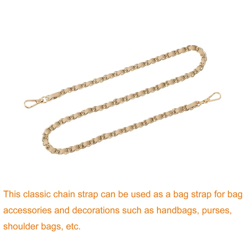Purse Strap, 32" Leather for Shoulder Strap (Khaki, Gold)