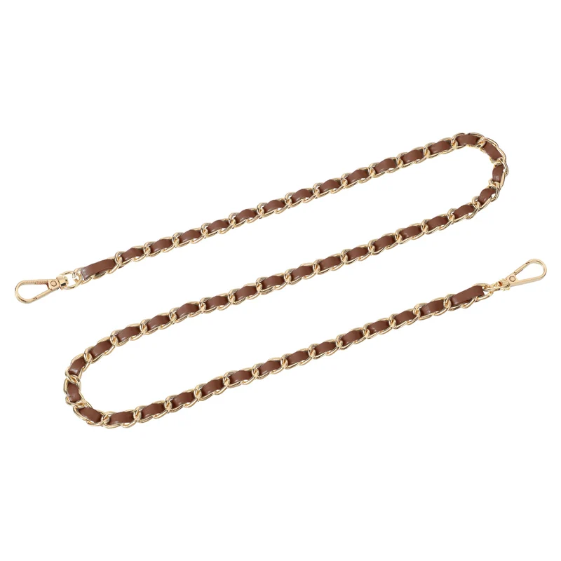 Purse Strap 32" Leather for Shoulder Strap Dark Brown Gold