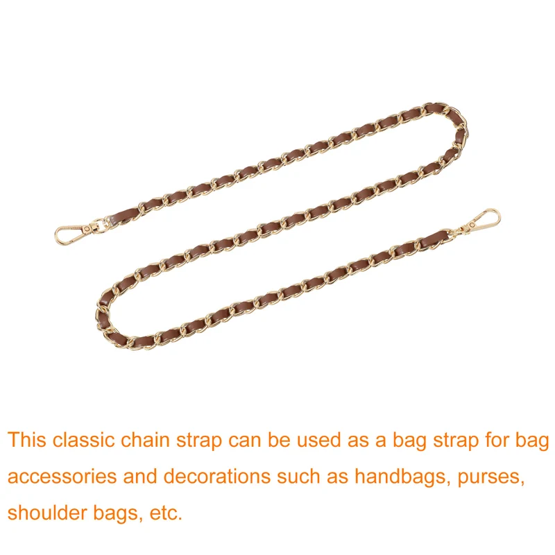 Purse Strap 32" Leather for Shoulder Strap Dark Brown Gold