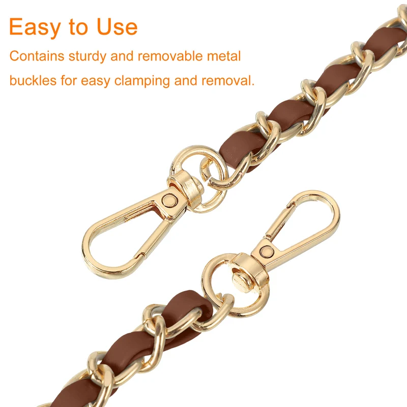 Purse Strap 32" Leather for Shoulder Strap Dark Brown Gold