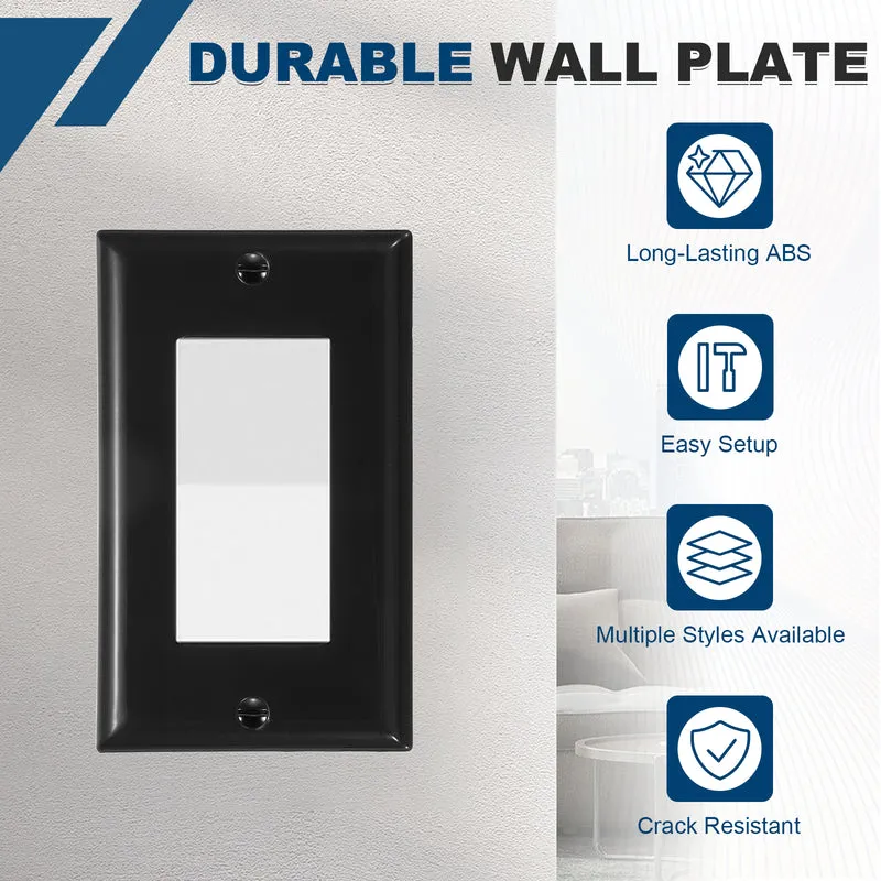 6PCS Rocker Light Switch Wall Plates 1-Gang Switch, Black, 4.7x2.5"