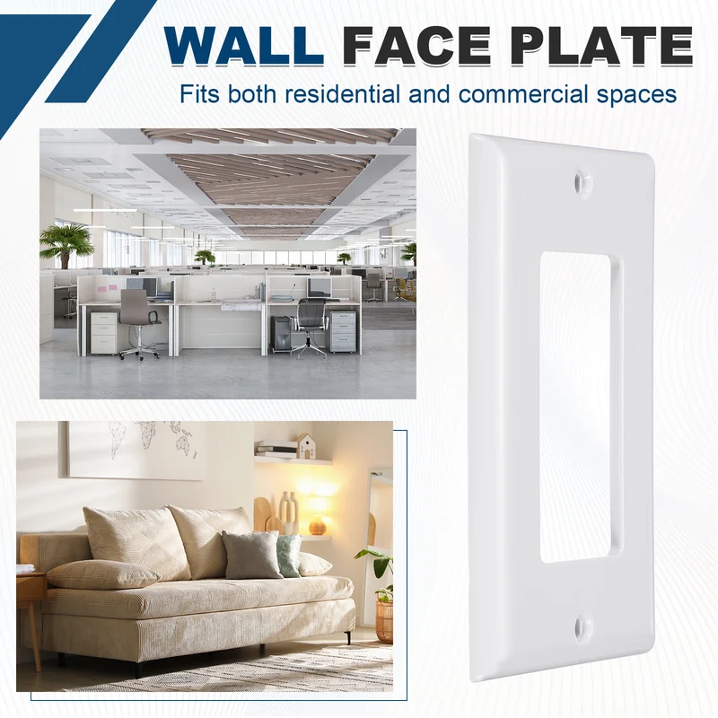 10PCS Rocker Light Switch Wall Plates 1-Gang Switch, White, 4.7x2.5"