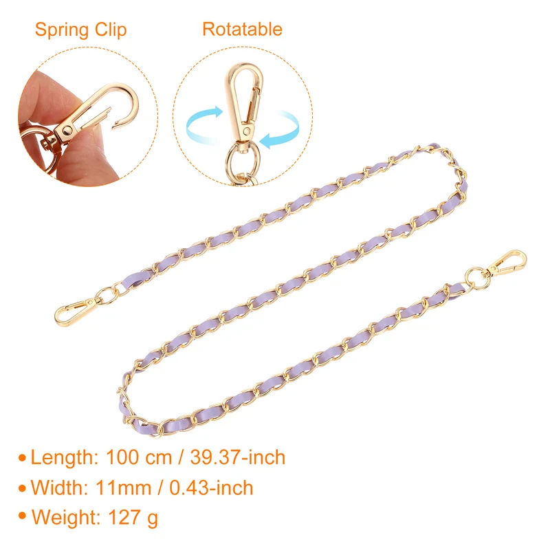 39" Purse Strap with Buckle for Shoulder and Cross Body(Purple+Gold)