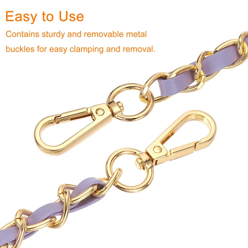 39" Purse Strap with Buckle for Shoulder and Cross Body(Purple+Gold)