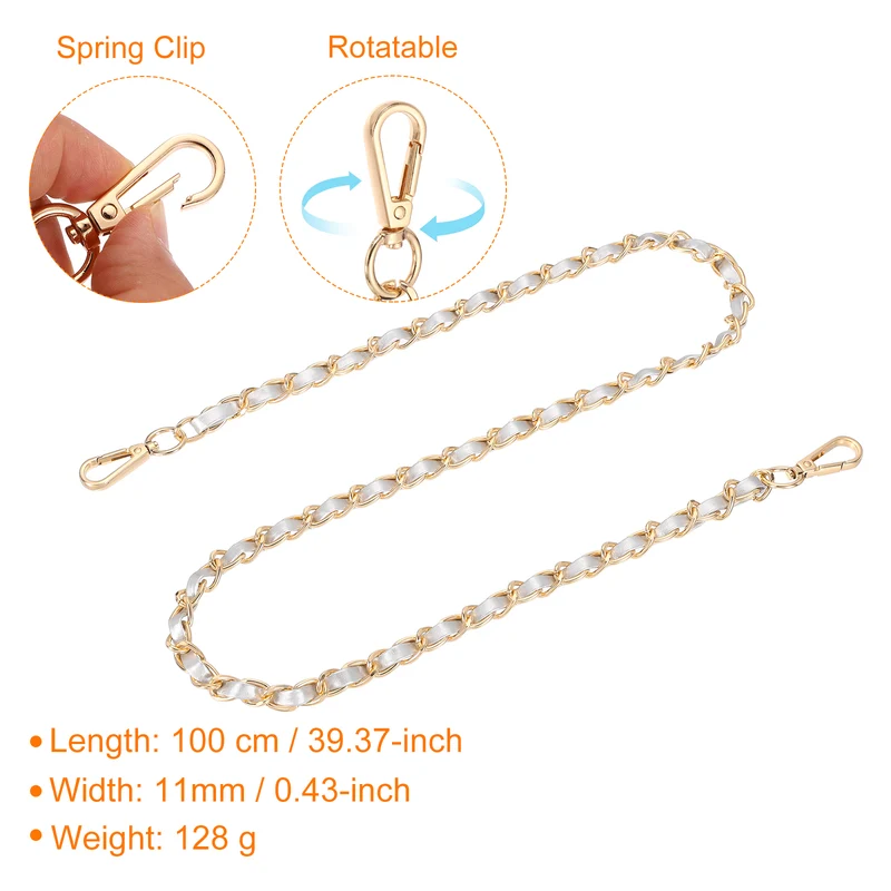 39" Purse Strap with Buckle for Shoulder and Cross Body(Silver+Gold)