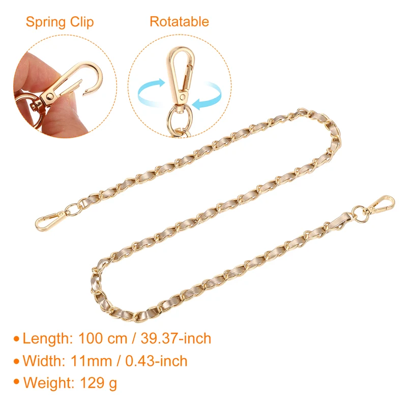 39" Purse Strap with Buckle for Shoulder and Cross Body(Gold+Gold)