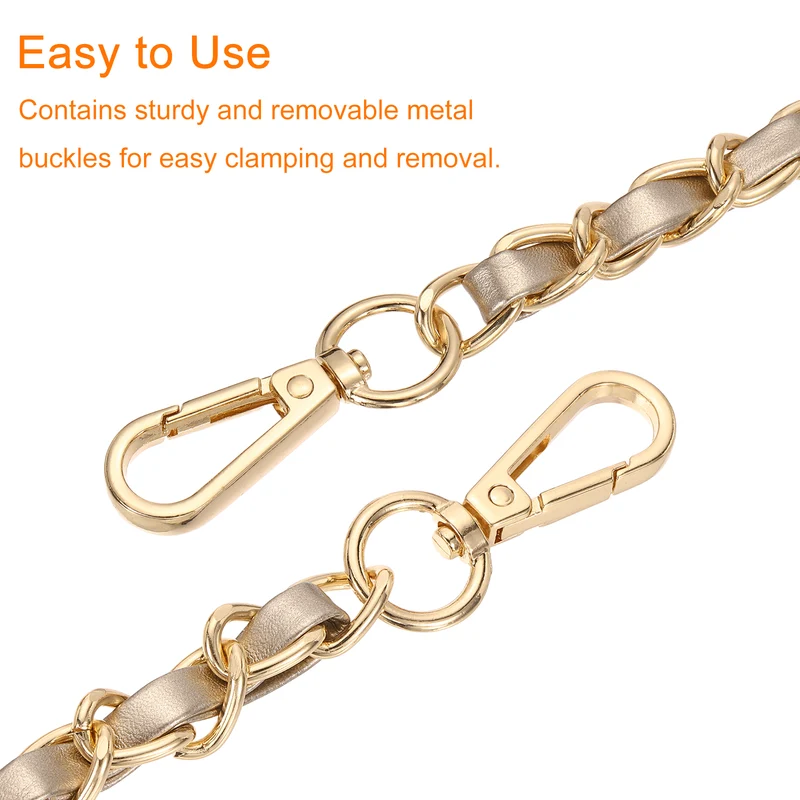 39" Purse Strap with Buckle for Shoulder and Cross Body(Gold+Gold)