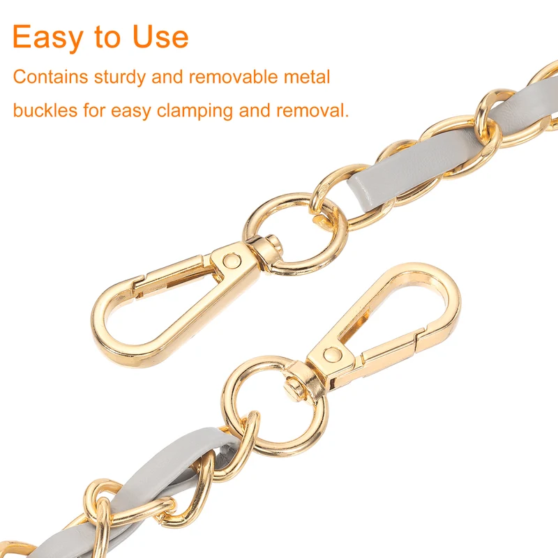 39" Purse Strap with Buckle for Shoulder and Cross Body(Gray+Gold)