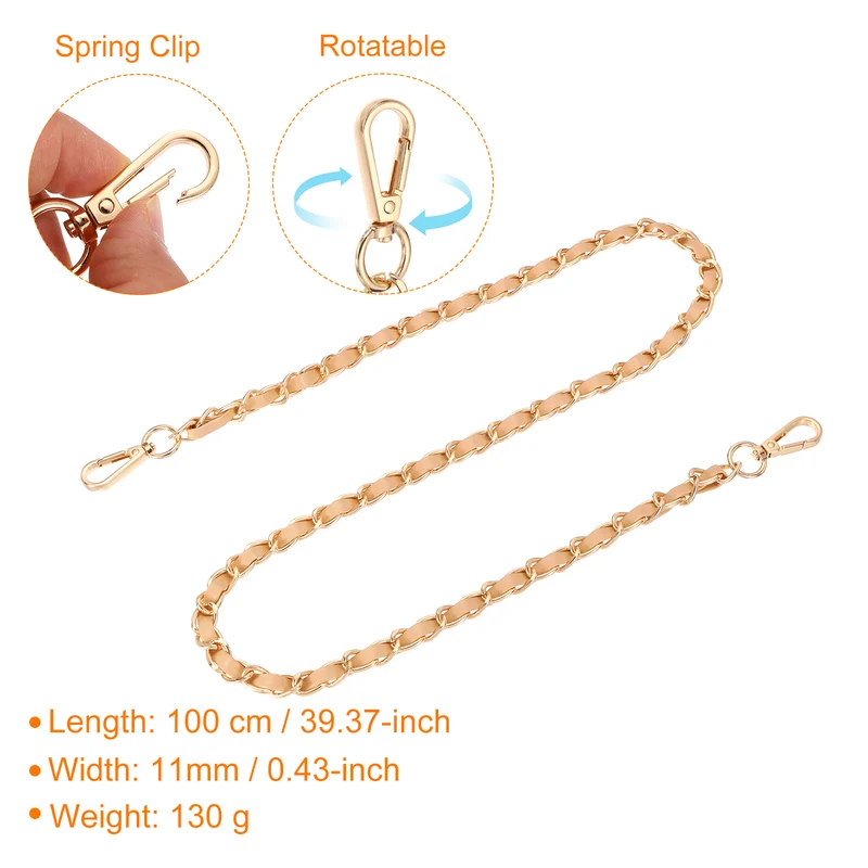 39" Purse Strap with Buckle for Shoulder and Cross Body(Khaki+Gold)