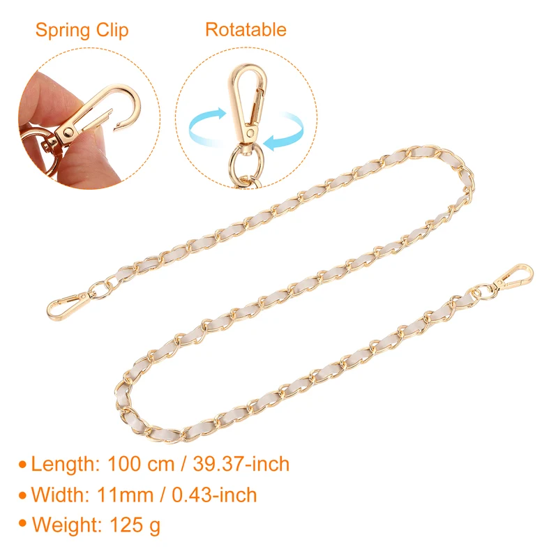 39" Purse Strap with Buckle for Shoulder and Cross Body(Beige+Gold)
