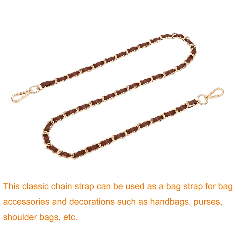 39" Purse Strap with Buckle for Shoulder and Cross Body(Dark Brown+Gold)