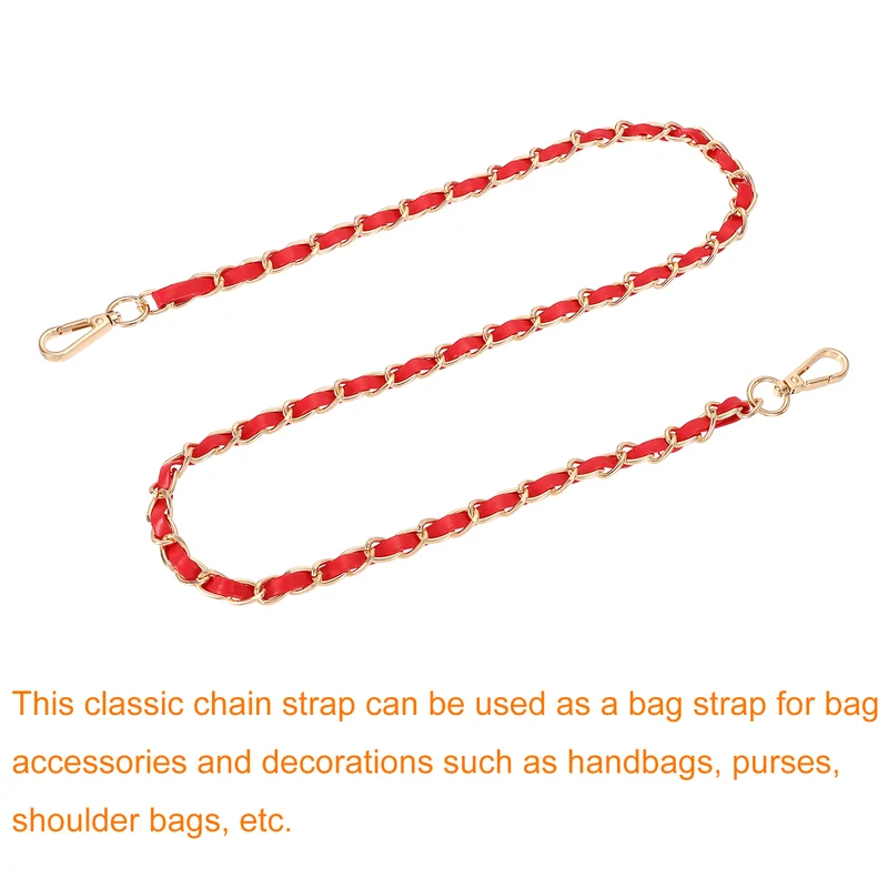 39" Purse Strap with Buckle for Shoulder and Cross Body(Red+Gold)