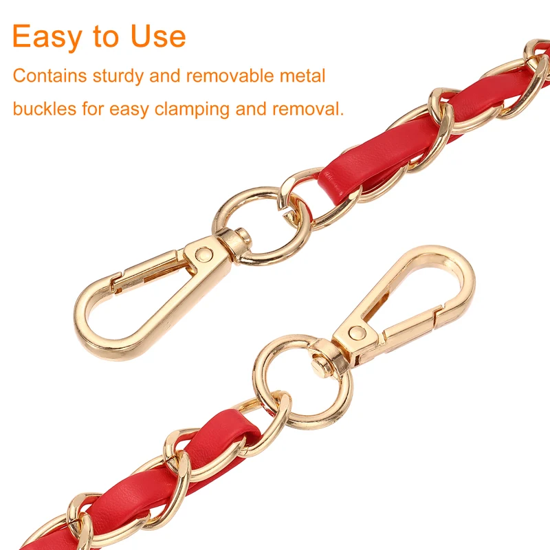 39" Purse Strap with Buckle for Shoulder and Cross Body(Red+Gold)