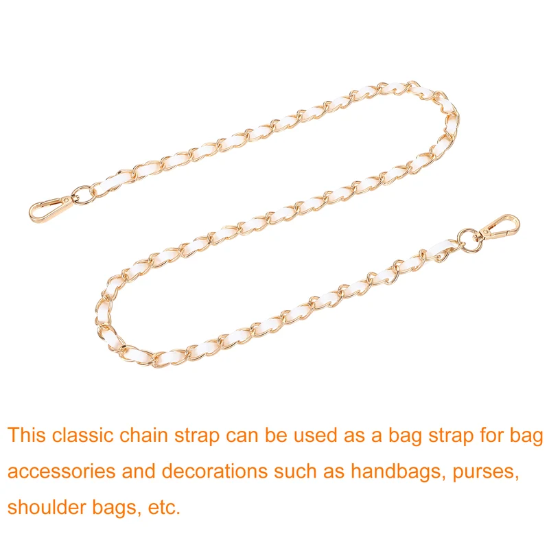 39" Purse Strap with Buckle for Shoulder and Cross Body(White+Gold)