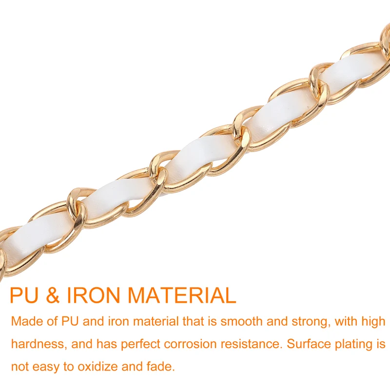 39" Purse Strap with Buckle for Shoulder and Cross Body(White+Gold)