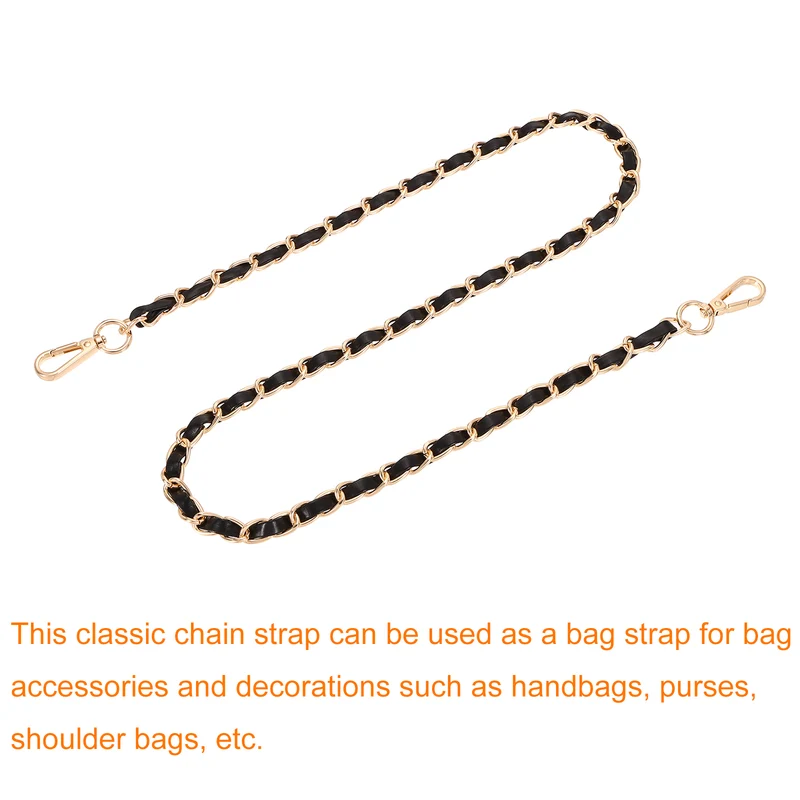 39" Purse Strap with Buckle for Shoulder and Cross Body(Black+Gold)