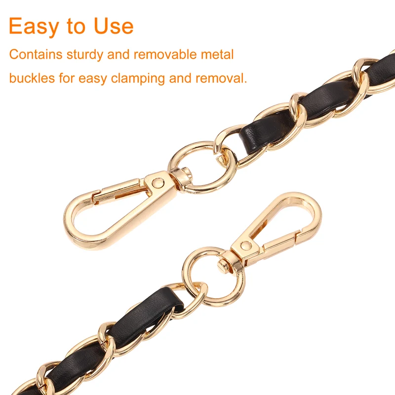 39" Purse Strap with Buckle for Shoulder and Cross Body(Black+Gold)