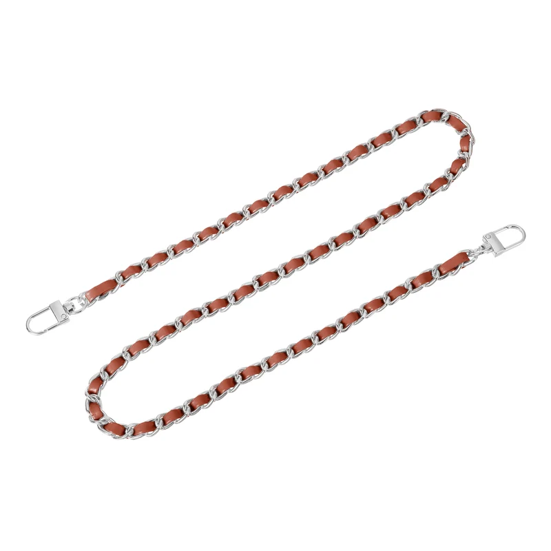 32" Purse Chain Strap with Buckles for Shoulder (Brown + Silver)